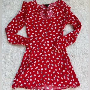 Forever 21 Red Floral Print Mini Dress in Size Small VGUC